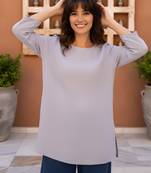 Grey color rayon viscose fabric ethnic office wear short kurti