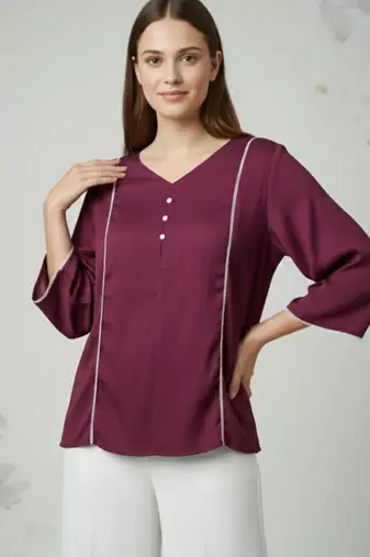 Purple color delta silk fabric ethnic office wear short kurti