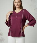 Purple color delta silk fabric ethnic office wear short kurti