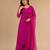 Pink faux georgette embroidered palazzo suit set