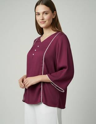 Purple color delta silk fabric ethnic office wear short kurti 3