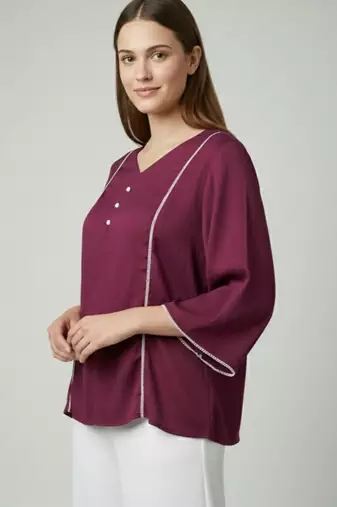 Purple color delta silk fabric ethnic office wear short kurti
