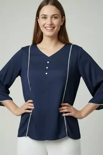 Blue color delta silk fabric ethnic office wear short kurti
