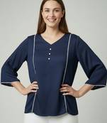 Blue color delta silk fabric ethnic office wear short kurti