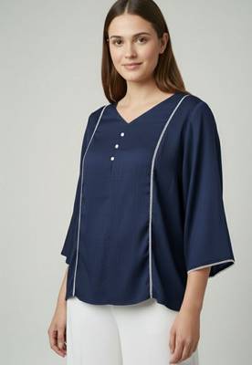 Blue color delta silk fabric ethnic office wear short kurti 3