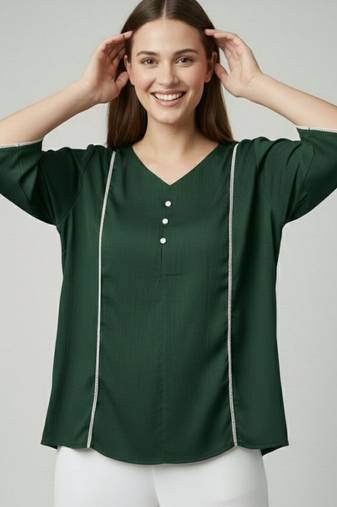 Green color delta silk fabric ethnic office wear short kurti