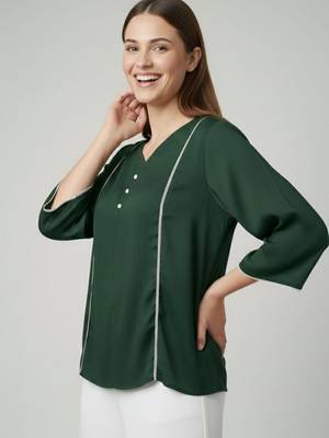Green color delta silk fabric ethnic office wear short kurti 3