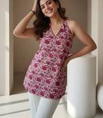 Pink color rayon fabric beautiful rich formal looks short kurti for office girls