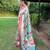 Traditional sky blue slk blend saree with vibrant floral motifs