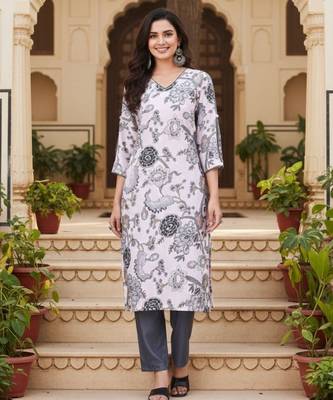 Off white color rayon fabric beautiful rich formal looks short kurti for office girls 5