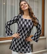 Black color beautiful sophisticated graceful formal short kurta for girls