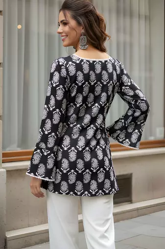 Black color beautiful sophisticated graceful formal short kurta for girls
