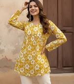 Mustard color beautiful sophisticated graceful formal short kurta for girls