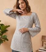 Grey color beautiful sophisticated graceful formal short kurta for girls
