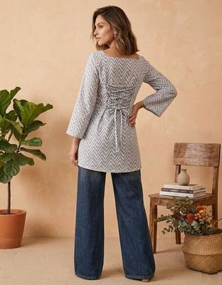 Grey color beautiful sophisticated graceful formal short kurta for girls 2
