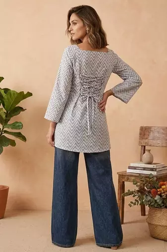 Grey color beautiful sophisticated graceful formal short kurta for girls