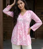 Pink color beautiful sophisticated graceful formal short kurta for girls