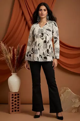 Black color beautiful sophisticated graceful formal short kurta for girls