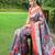 Traditional violet silk blend saree with vibrant floral motifs