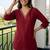 Maroon color beautiful sophisticated graceful formal short kurta for girls
