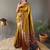 Musterd color paithani silk blend saree with rich contrast weaving pallu & border and beautiful buttis