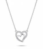 925 Sterling Silver Double Heart Pendant  Necklace Set , Romantic Jewelry Gift for Women