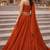 Orange Color Stylish Rangoli Silk Fabric Thread Embroidery Work Lehenga Set