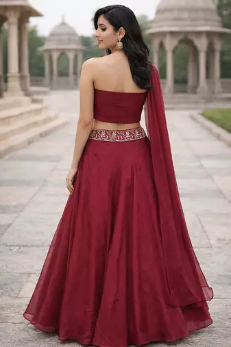 Pink Color Stylish Rangoli Silk Fabric Thread Embroidery Work Lehenga Set