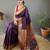 Wine color silk blend saree with rich contrast weaving pallu & border and beautiful buttis