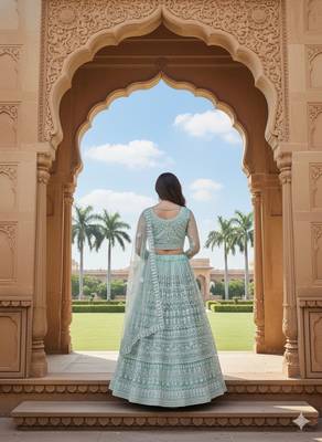 Sea Green Color Net Girlie Partywear Lehenga Choli For Girls 2