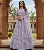 Lavender Color Net Girlie Partywear Lehenga Choli For Girls