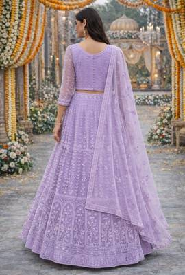 Lavender Color Net Girlie Partywear Lehenga Choli For Girls 2