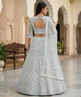 Sky Blue Color Net Girlie Partywear Lehenga Choli For Girls 2