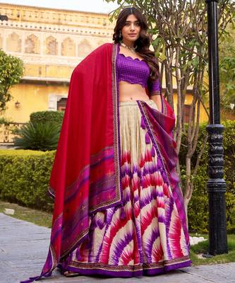 Purple Color Smart And Girlie Tussar Silk Lehenga Choli For Festive Looks 3