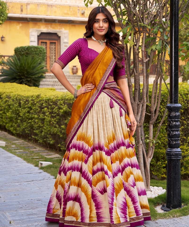 Wine Color Smart And Girlie Tussar Silk Lehenga Choli For Festive Looks