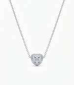 925 Sterling Silver Heart Bead  Pendant Necklace Set ,CZ Heart Pendant Set 