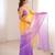 Orange color beautiful fendy satin fabric ethnic ceremonial saree