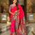 Pink silk blend ikkat and patola weaving concept saree & contrast blouse