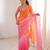 Orange color beautiful fendy satin fabric ethnic ceremonial saree