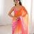 Orange color beautiful fendy satin fabric ethnic ceremonial saree