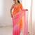 Orange color beautiful fendy satin fabric ethnic ceremonial saree