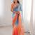 Blue color beautiful fendy satin fabric ethnic ceremonial saree