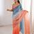 Blue color beautiful fendy satin fabric ethnic ceremonial saree