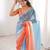Blue color beautiful fendy satin fabric ethnic ceremonial saree