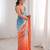 Blue color beautiful fendy satin fabric ethnic ceremonial saree