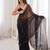 Black color beautiful fendy satin fabric ethnic ceremonial saree