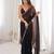 Black color beautiful fendy satin fabric ethnic ceremonial saree