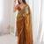 Brown color beautiful fendy satin fabric ethnic ceremonial saree