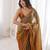 Brown color beautiful fendy satin fabric ethnic ceremonial saree