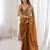 Brown color beautiful fendy satin fabric ethnic ceremonial saree